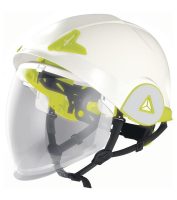 Delta Plus ONYX2 BLANC építőipari sisak dupla sisakhéjjal, beépített, behúzható szemvédővel